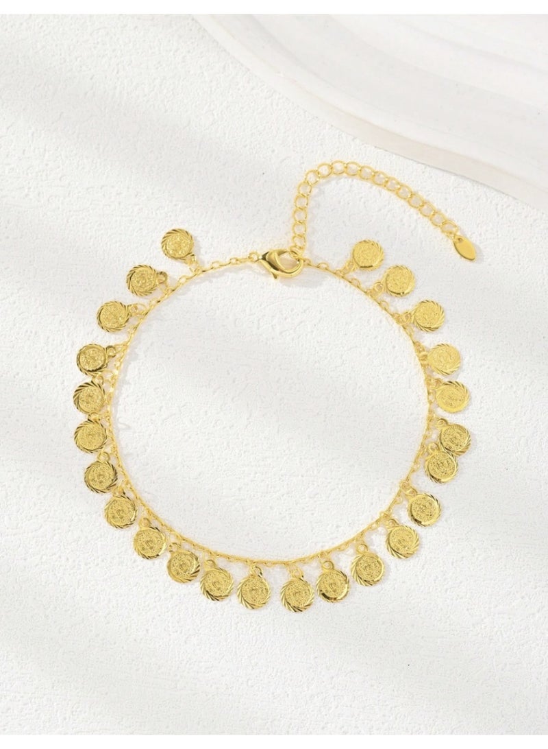 veya An Elegant 18K Gold Plated Stainless Steel Anklet With Minimal Drop-Shaped Beads - Image 5